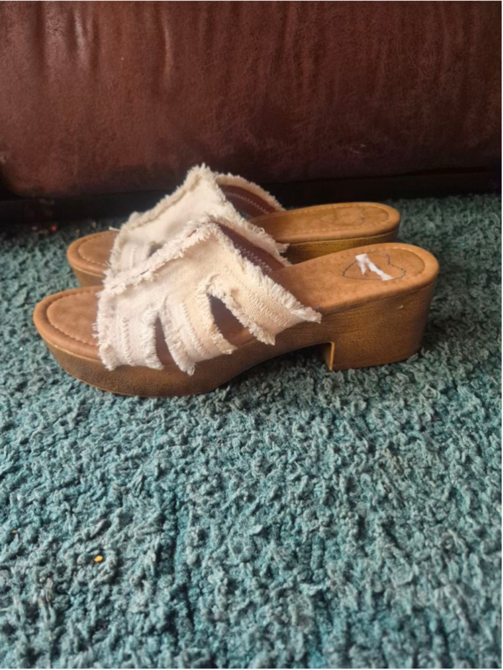 Rocket Dog Tan White Mule Sandals Platform Size 10